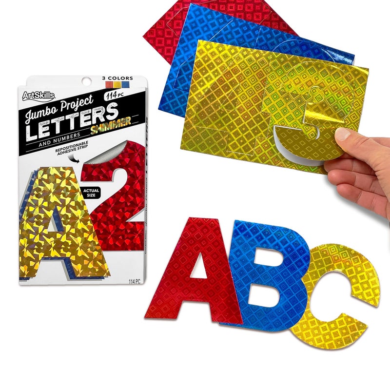 ArtSkills Poster Letters 4â€ Paper Letters for Poster Board Projects, Classroom Bulletin Boards, Sign Making Supplies, Holographic, 190 Pieces - Image 1